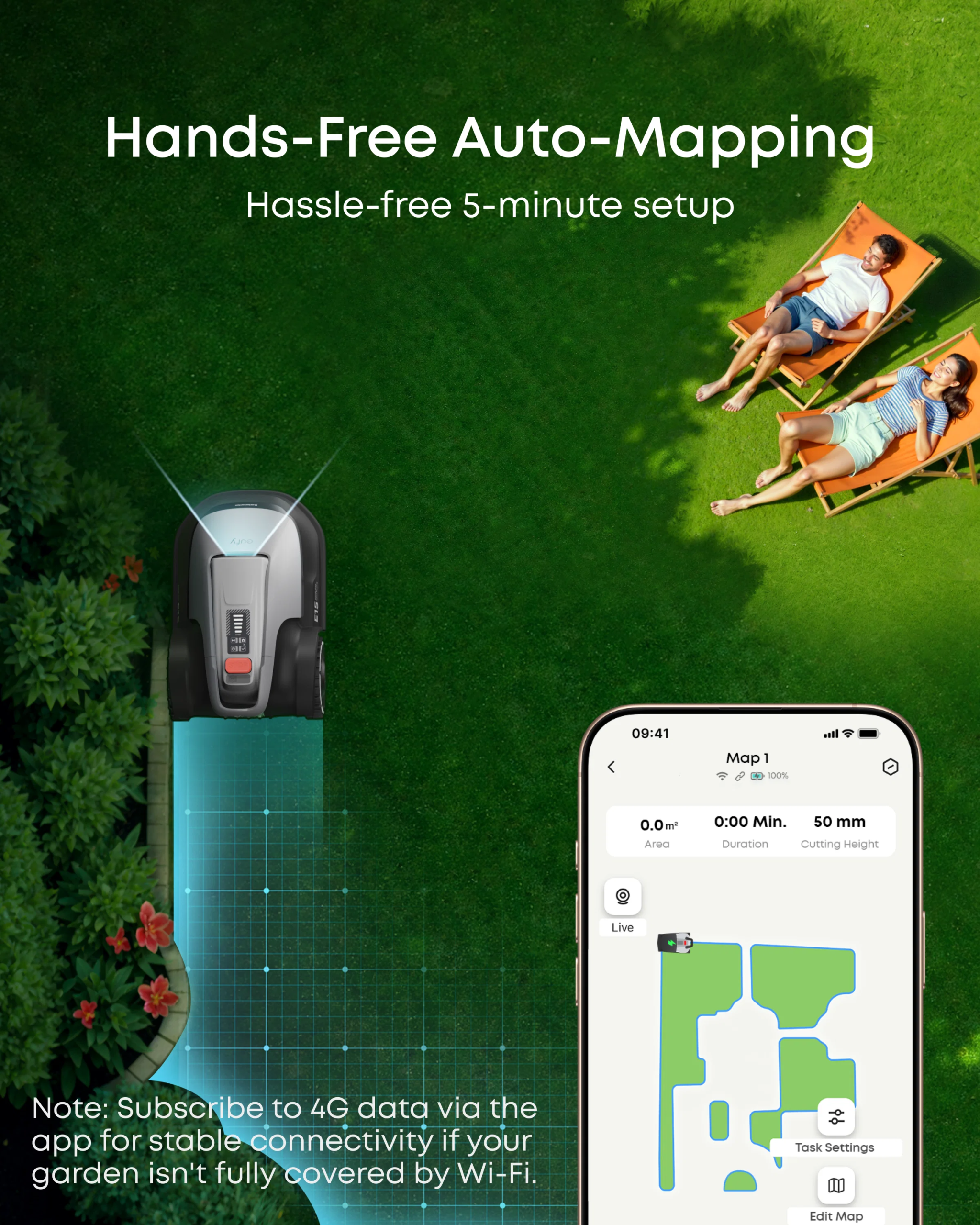 Robotic Lawn Mower for Gardens Up to 800m2, Wire-Free Vision Navigation, 3D Obstacle Avoidance - Image 5
